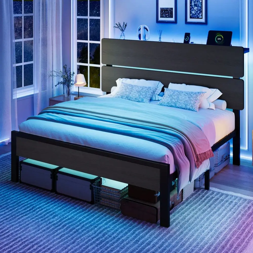 Canopy Bed Frame Metal Queen - โครงเตียงขนาดทวิน ฟูล ควีน คิงไซส์ พร้อมไฟ LED