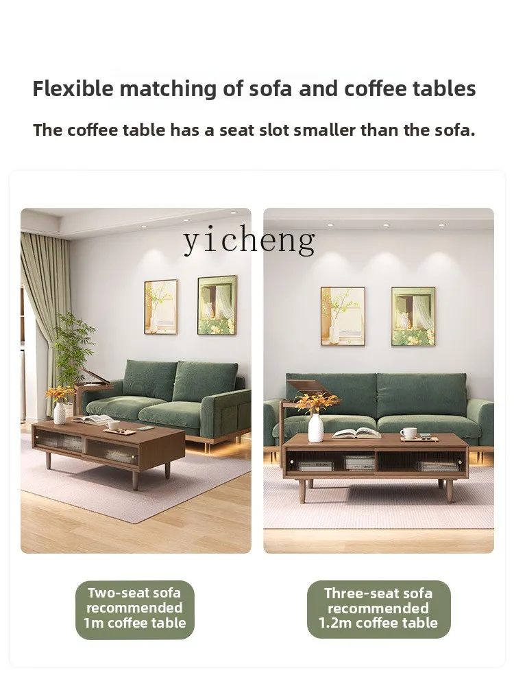 Tables - โต๊ะกาแฟไม้จริง X5-18 พร้อมตู้วางทีวี ชุดเฟอร์นิเจอร์ห้องนั่งเล่น โต๊ะกาแฟทรงสี่เหลี่ยม โต๊ะน้ำชาสไตล์โมเดิร์นเรียบง่าย