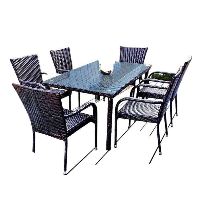 Outdoor Furniture - ชุดโต๊ะและเก้าอี้หวายสำหรับกลางแจ้ง ห้องนั่งเล่น ลานบ้าน ชุดโต๊ะและเก้าอี้สำหรับลานบ้าน ระเบียงครอบครัว ชุดนั่งดื่มชา