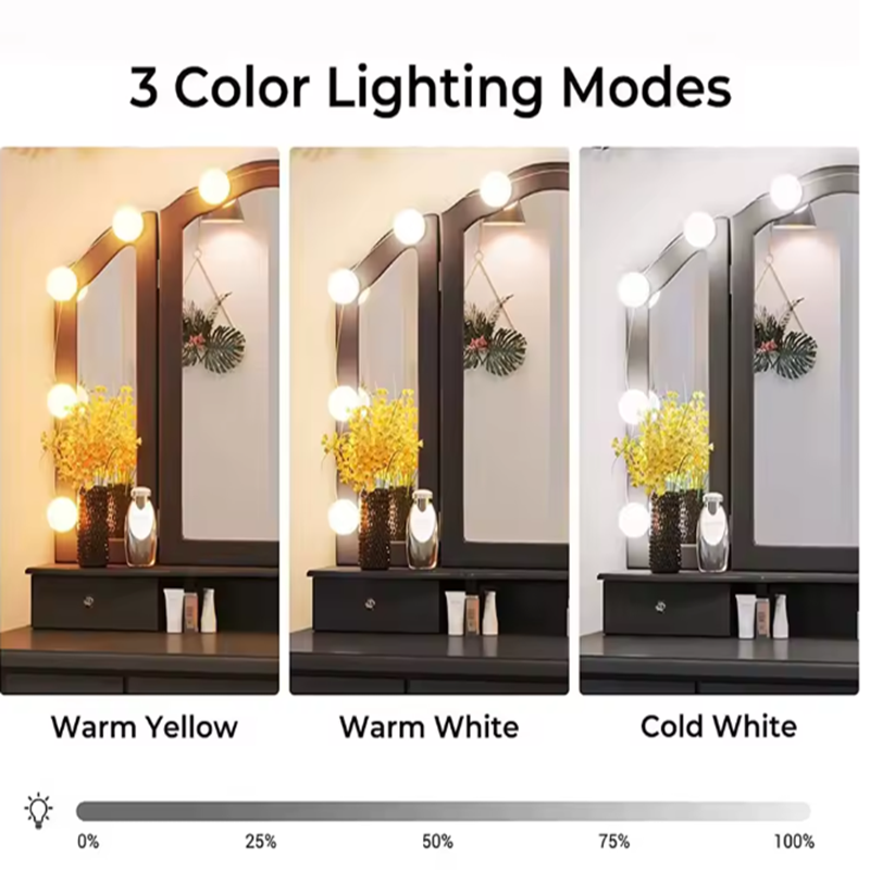 โคมไฟแต่งหน้าฮอลลีวูดพร้อมกระจ - Dressing Table Vanity With Lighted Mirror บทวิจารณ์และราคา