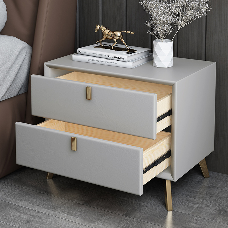 โต๊ะข้างเตียงห้องนอนสไตล์โมเดิ - Solid Wood Nightstand 2 Drawers บทวิจารณ์และราคา