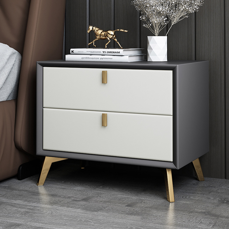 โต๊ะข้างเตียงห้องนอนสไตล์โมเดิ - Solid Wood Nightstand 2 Drawers บทวิจารณ์และราคา