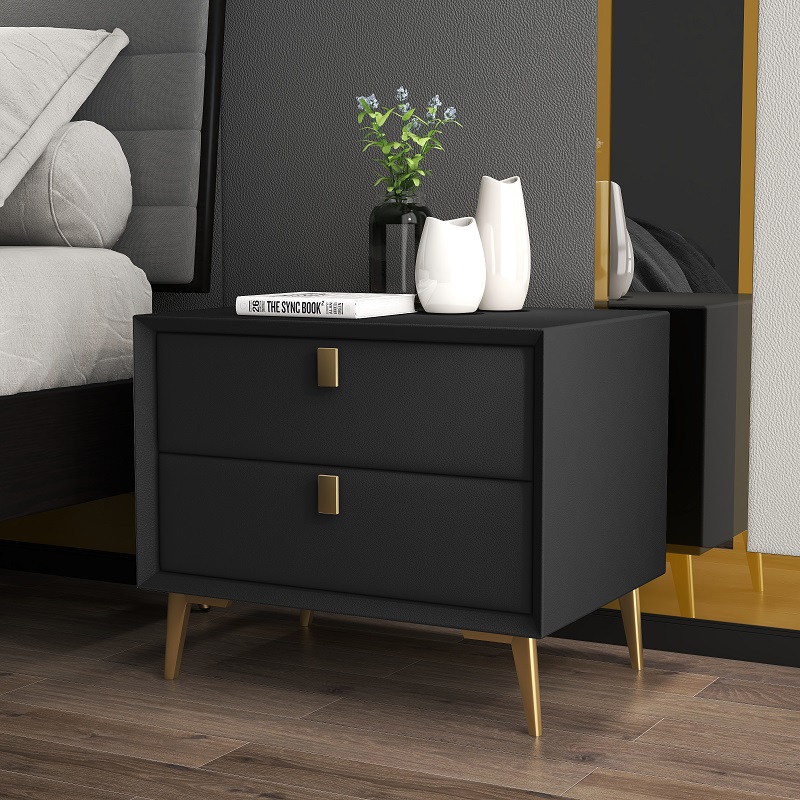 โต๊ะข้างเตียงห้องนอนสไตล์โมเดิ - Solid Wood Nightstand 2 Drawers บทวิจารณ์และราคา