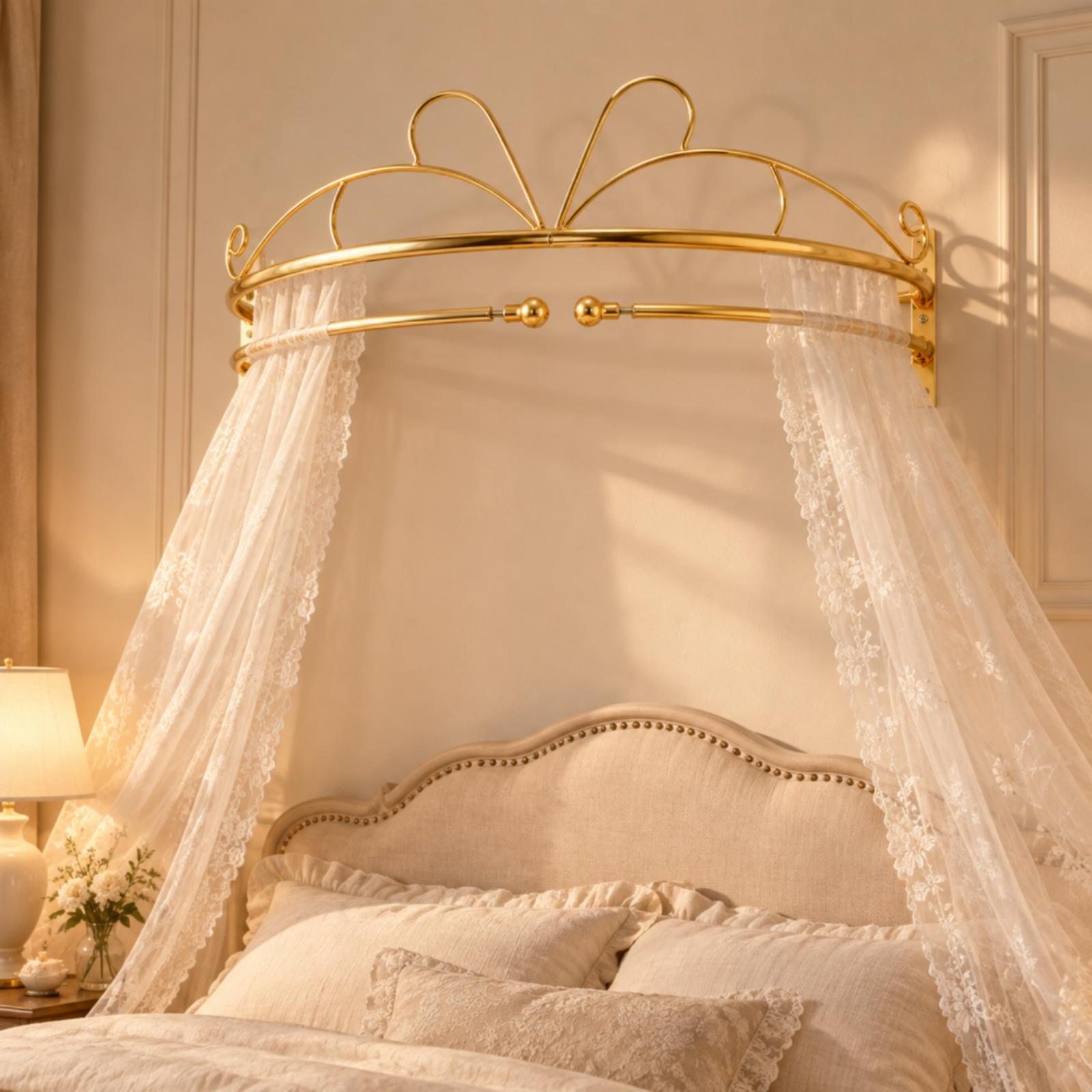 โครงม่านเตียงแบบติดผนัง ทำจากโ - Canopy Bed Frame Metal Queen บทวิจารณ์และราคา