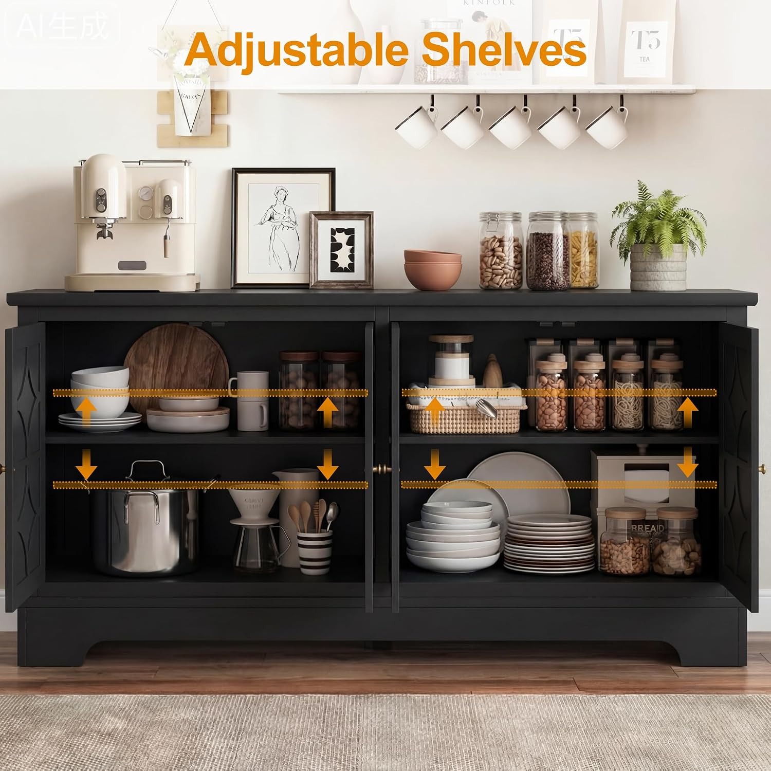 ตู้บุฟเฟต์แบบมีช่องเก็บของ ขนา - Tables บทวิจารณ์และราคา