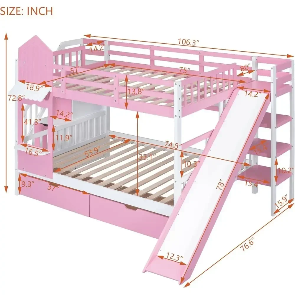 เตียงสองชั้นสำหรับเด็ก พร้อมบั - Bunk Bed With Stairs And Slide บทวิจารณ์และราคา