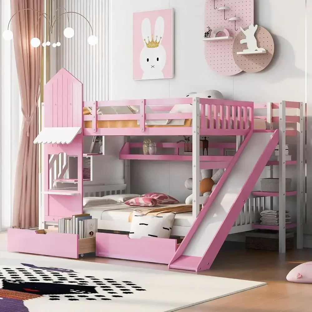 เตียงสองชั้นสำหรับเด็ก พร้อมบั - Bunk Bed With Stairs And Slide บทวิจารณ์และราคา