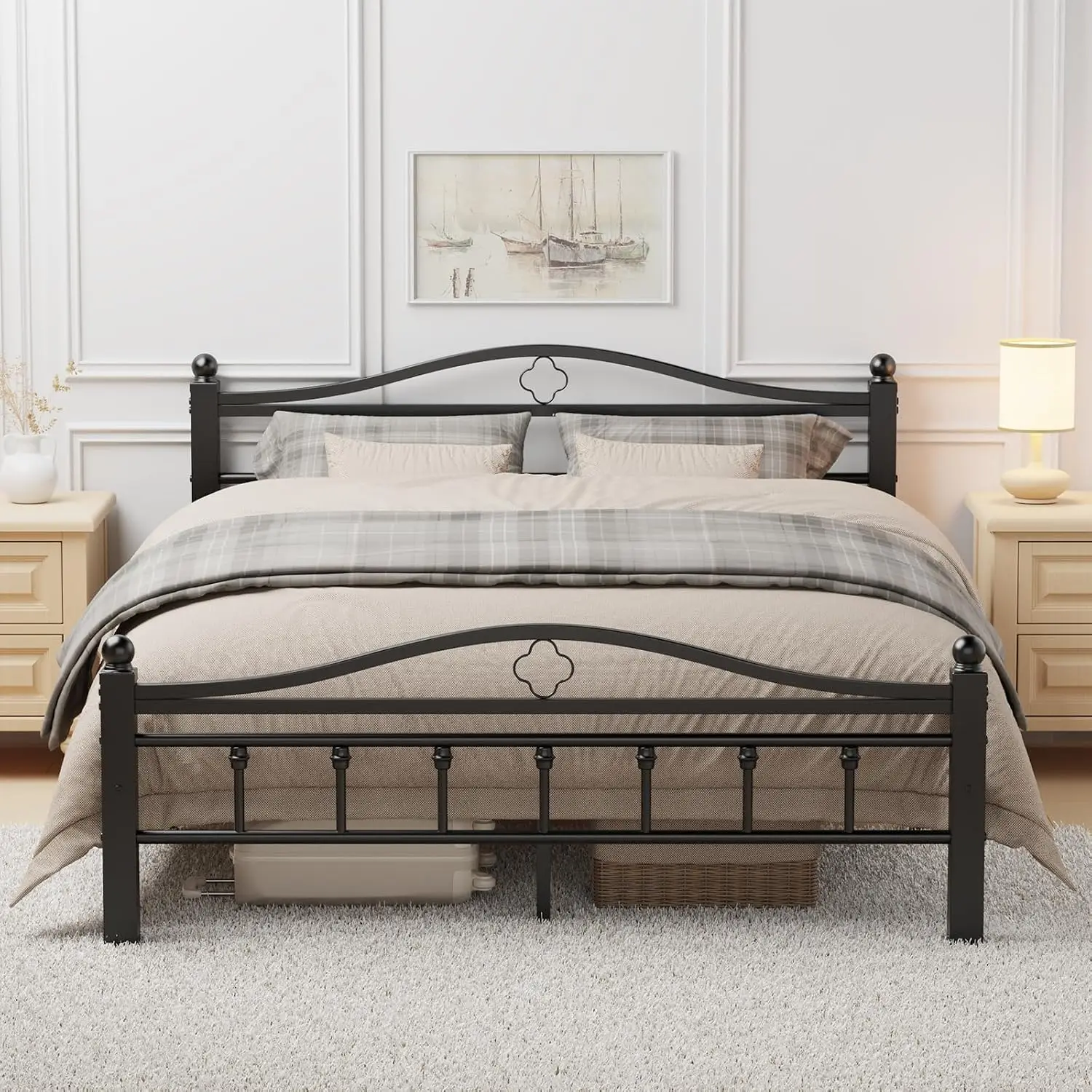 โครงเตียงโลหะขนาดควีนพร้อมหัวเ - Canopy Bed Frame Metal Queen บทวิจารณ์และราคา
