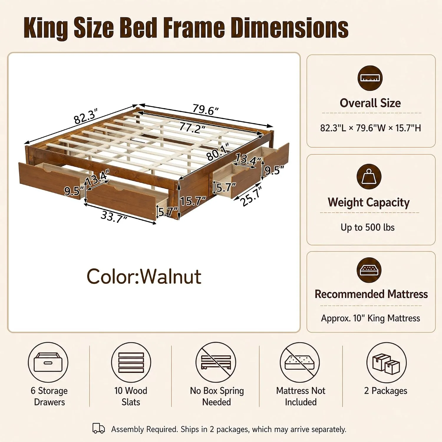 โครงเตียงไม้สนสไตล์มินิมอล พร้ - King Size Bed Frame With Storage Drawers บทวิจารณ์และราคา