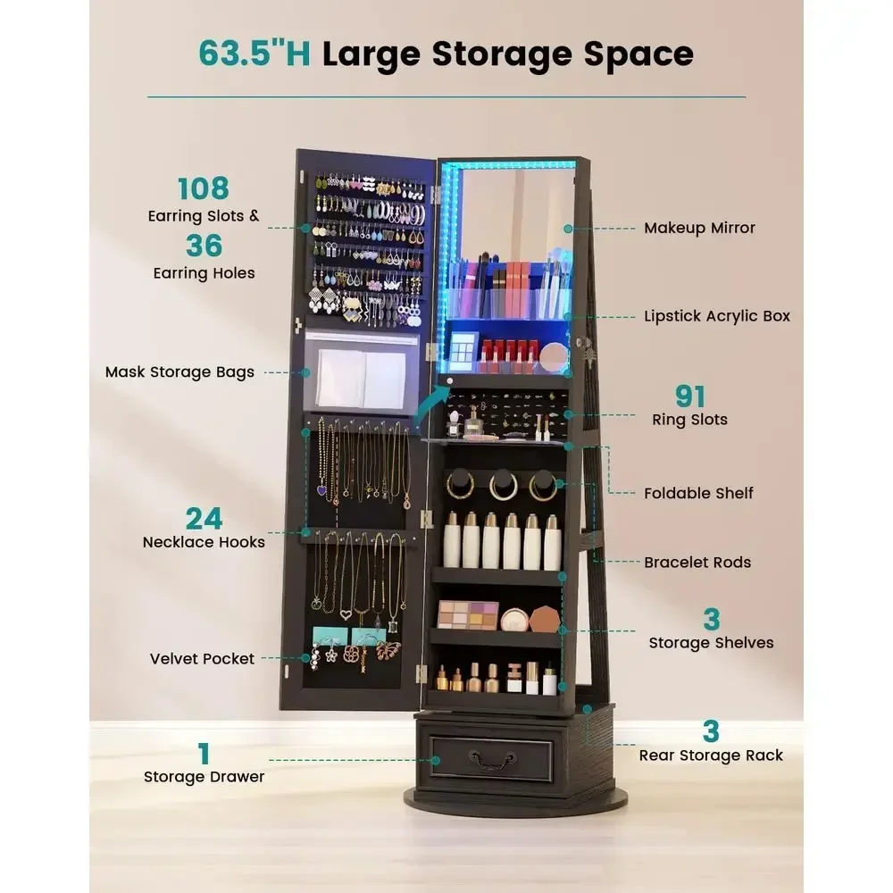 360 °   ตู้เก็บเครื่องประดับแบ - Full Length Mirror Jewelry Armoire บทวิจารณ์และราคา