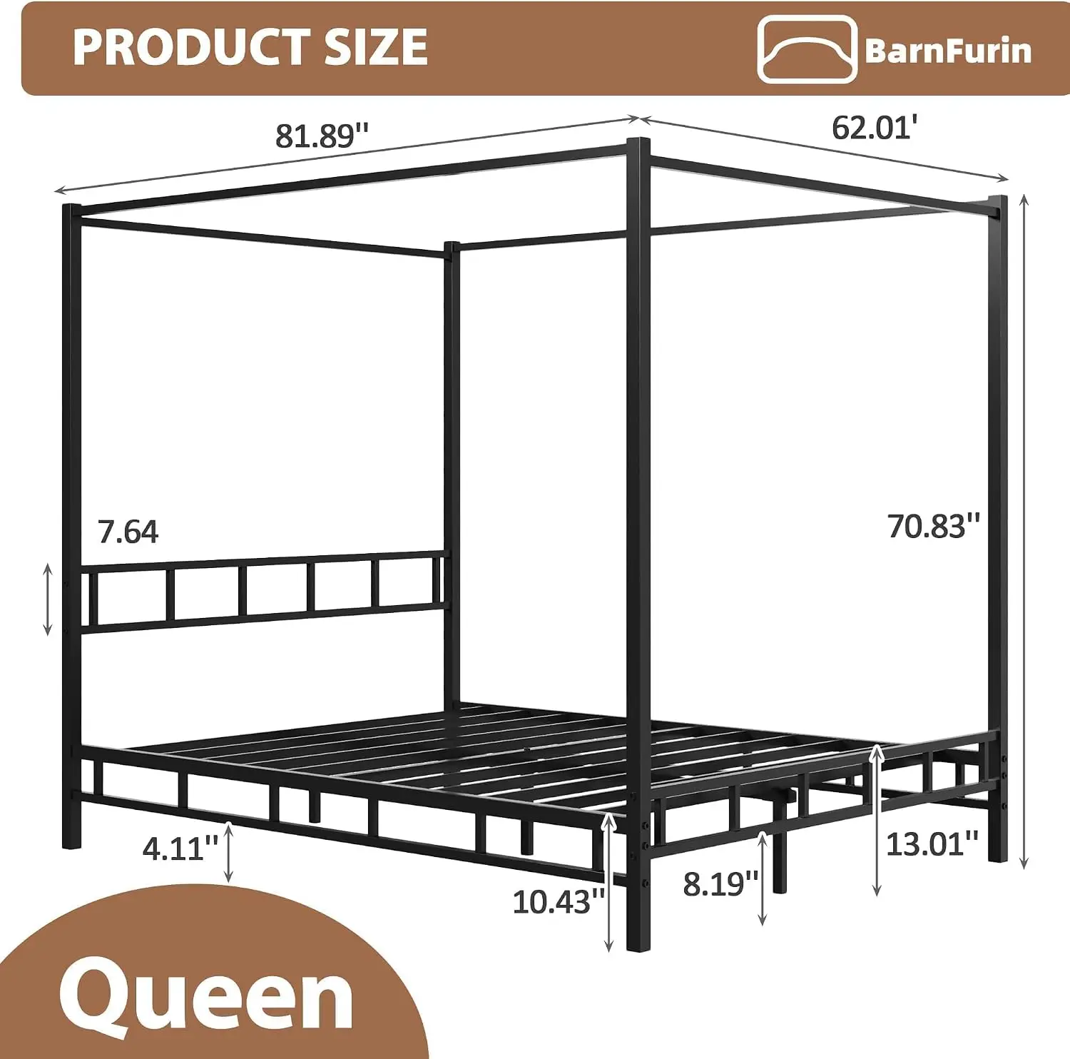 โครงเตียงโลหะแบบมีหลังคา ขนาดค - Canopy Bed Frame Metal Queen บทวิจารณ์และราคา