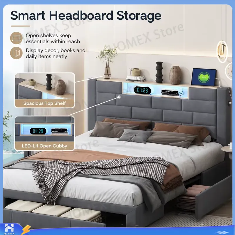 โครงเตียงคู่ขนาด 5 ฟุต พร้อมที - Gas Lift Storage Bed Hydraulic บทวิจารณ์และราคา