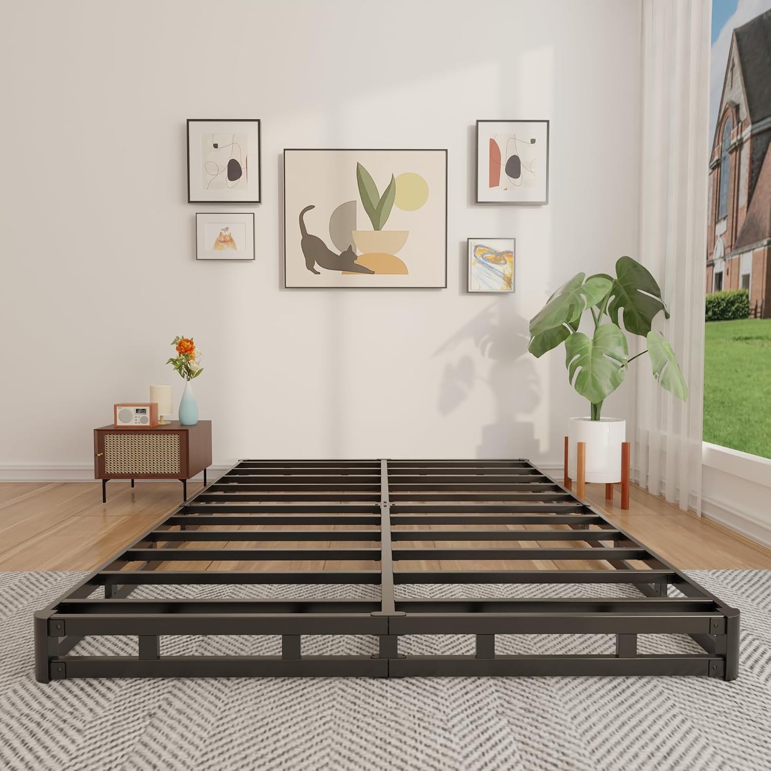 ฐานรองที่นอนโลหะแบบเตี้ยขนาด 4 - Canopy Bed Frame Metal Queen บทวิจารณ์และราคา