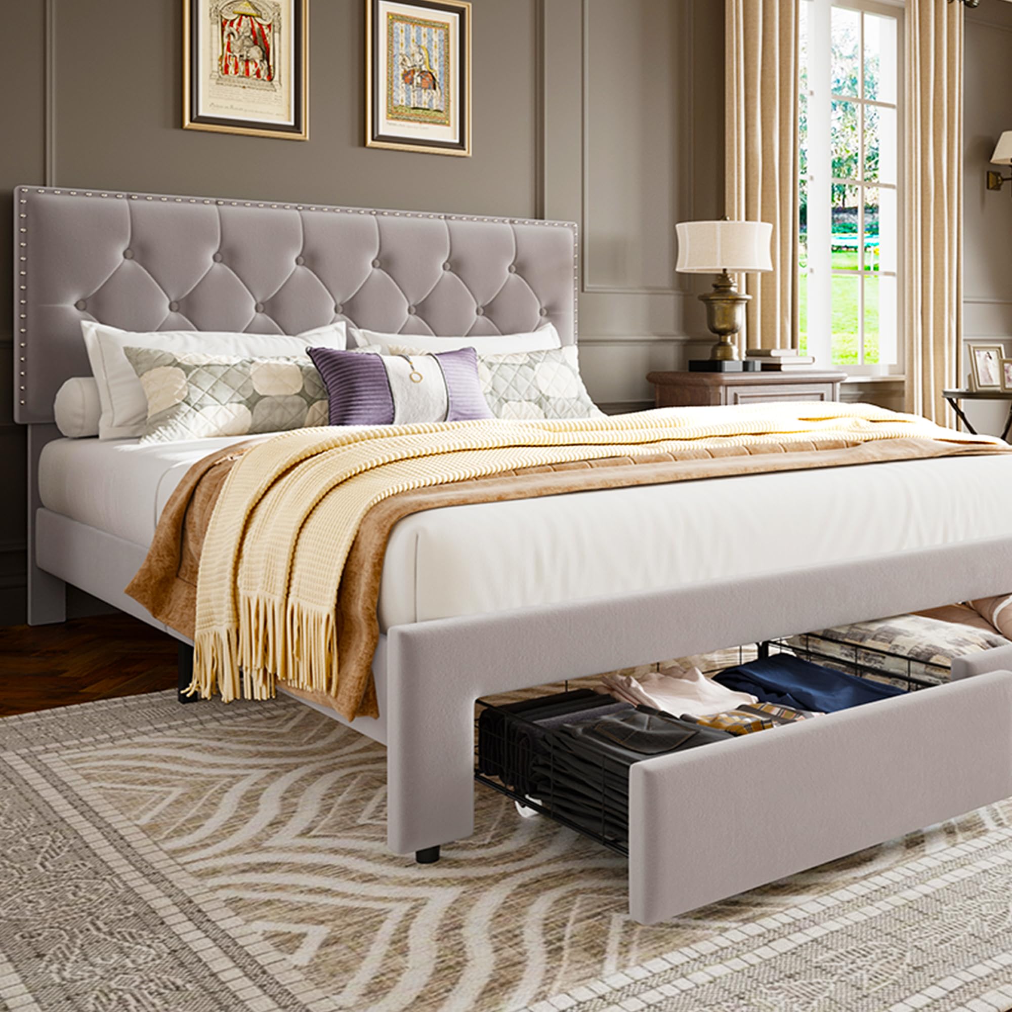 โครงเตียงขนาดคิงไซส์ พร้อมลิ้น - King Size Bed Frame With Storage Drawers บทวิจารณ์และราคา